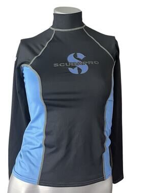 ScubaPro T-Flex Long Sleeve Rashguard Women Blue Black Medium Long Sleeve